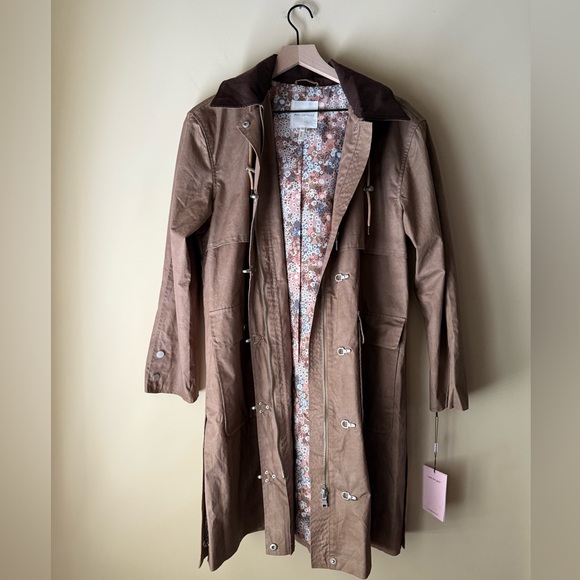 NWT | ANTHROPOLOGIE Avec Les Fillies Floral Toggle-Cotton Rain Anorak Trench - Picture 14 of 14